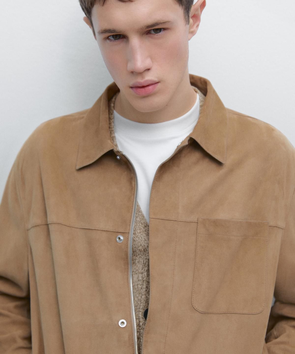 마시모두띠(MASSIMO DUTTI) 포켓 디테일 스웨이드 레더 재킷