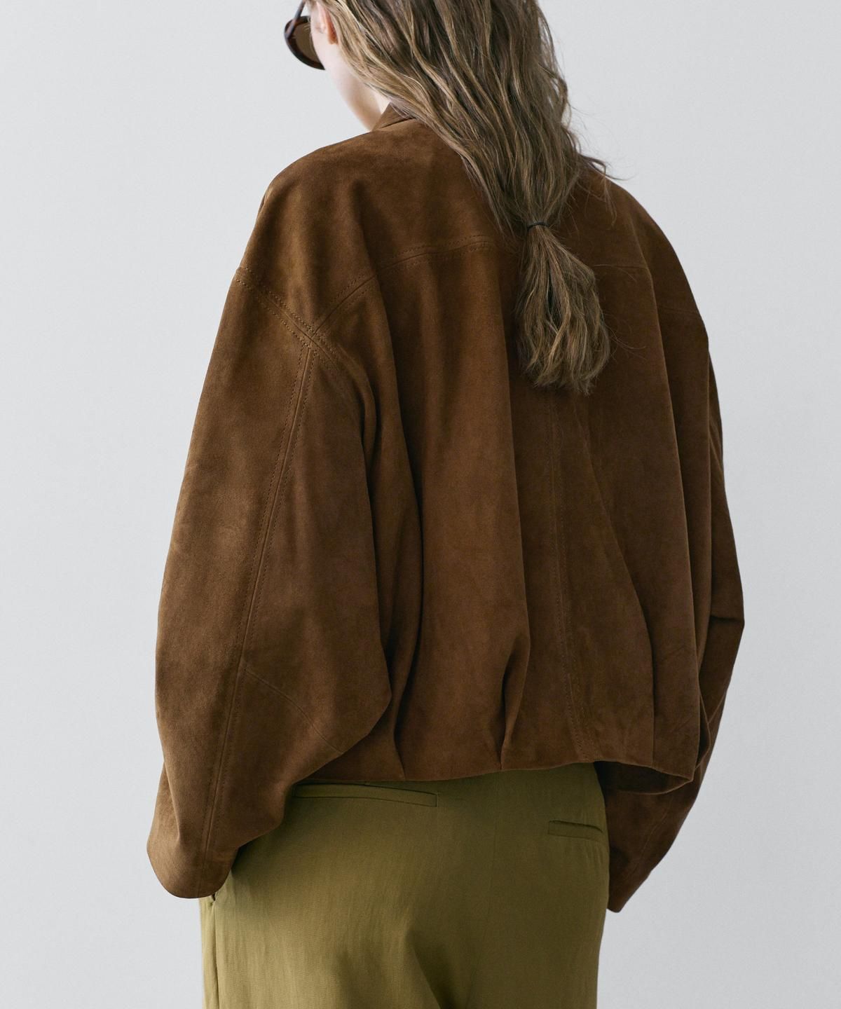 마시모두띠(MASSIMO DUTTI) 쇼트 스웨이드 레더 봄버 자켓