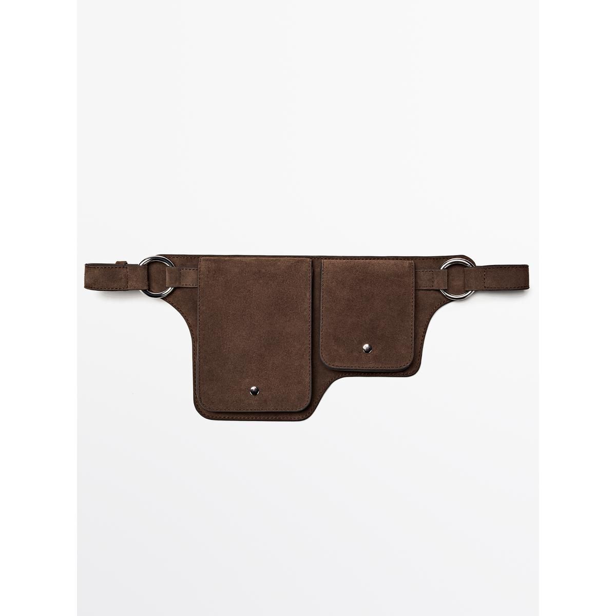 마시모두띠(MASSIMO DUTTI) 더블 컴파트먼트 스플리트 스웨이드 레더 힙색