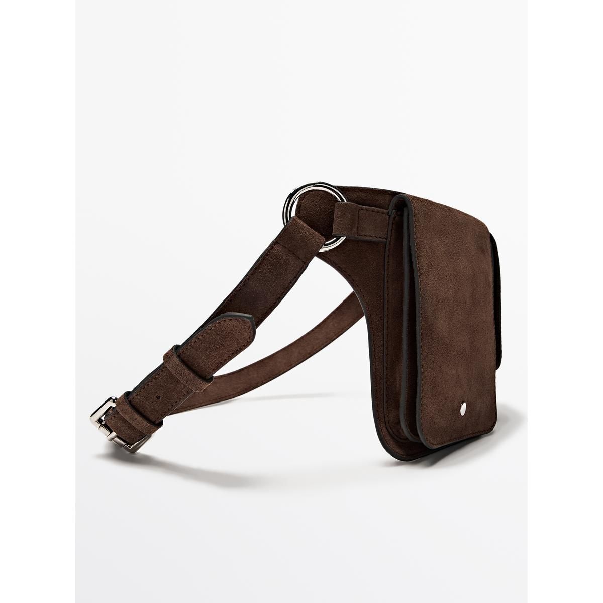 마시모두띠(MASSIMO DUTTI) 더블 컴파트먼트 스플리트 스웨이드 레더 힙색