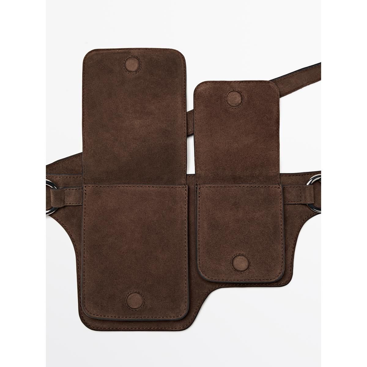 마시모두띠(MASSIMO DUTTI) 더블 컴파트먼트 스플리트 스웨이드 레더 힙색