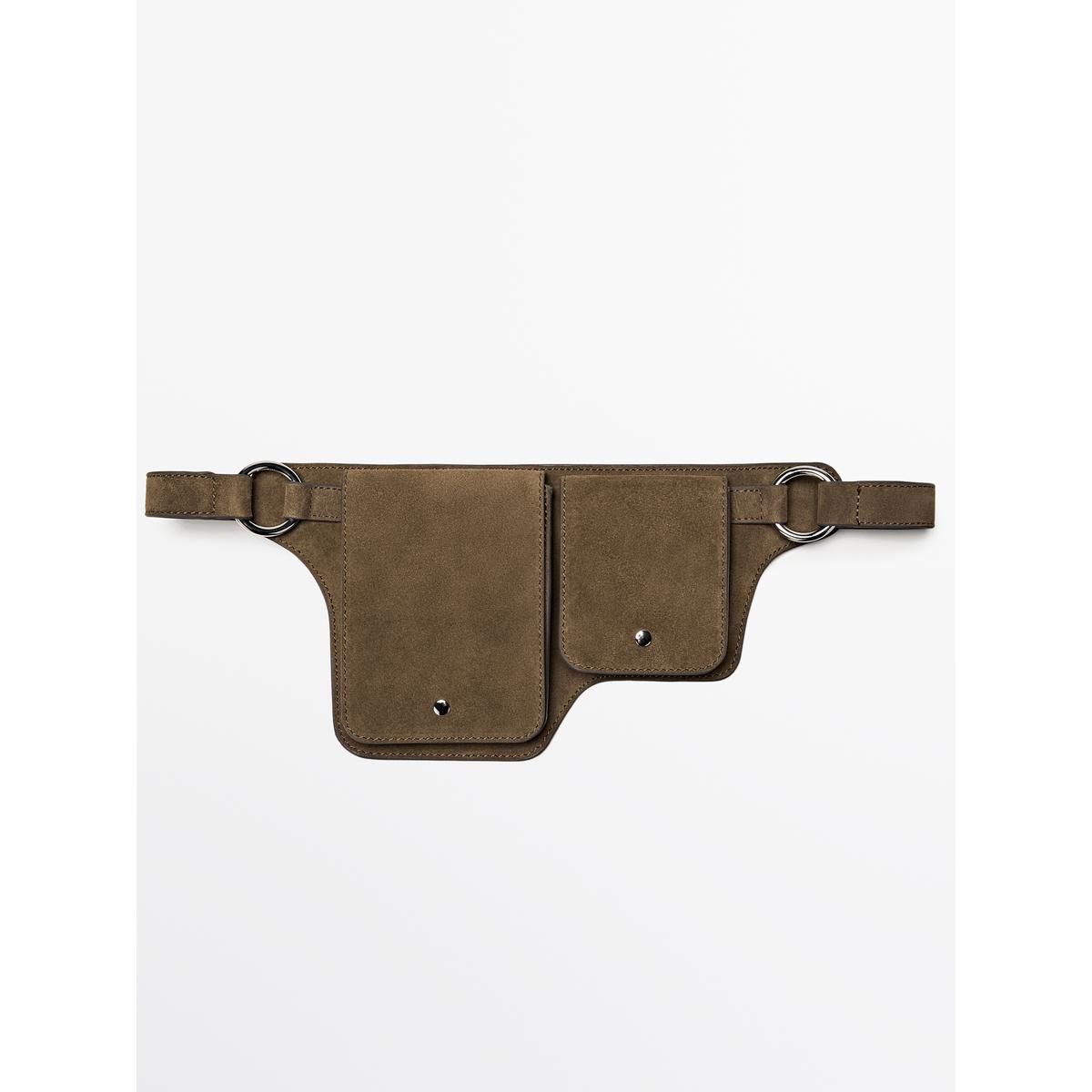 마시모두띠(MASSIMO DUTTI) 더블 컴파트먼트 스플리트 스웨이드 레더 힙색