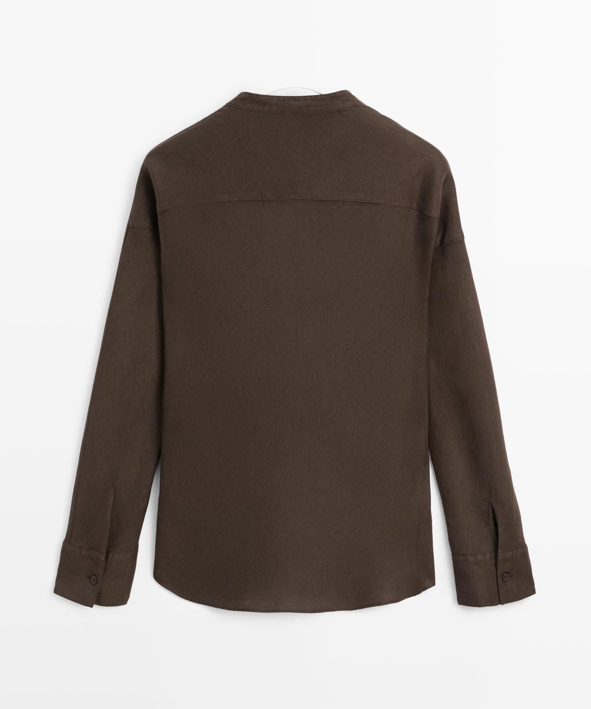 마시모두띠(MASSIMO DUTTI) 100% 린넨 스탠드 칼라 셔츠
