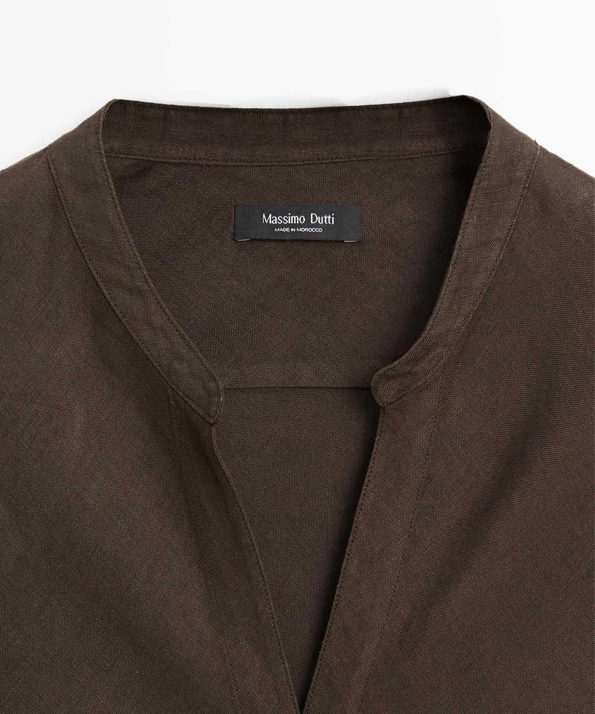 마시모두띠(MASSIMO DUTTI) 100% 린넨 스탠드 칼라 셔츠