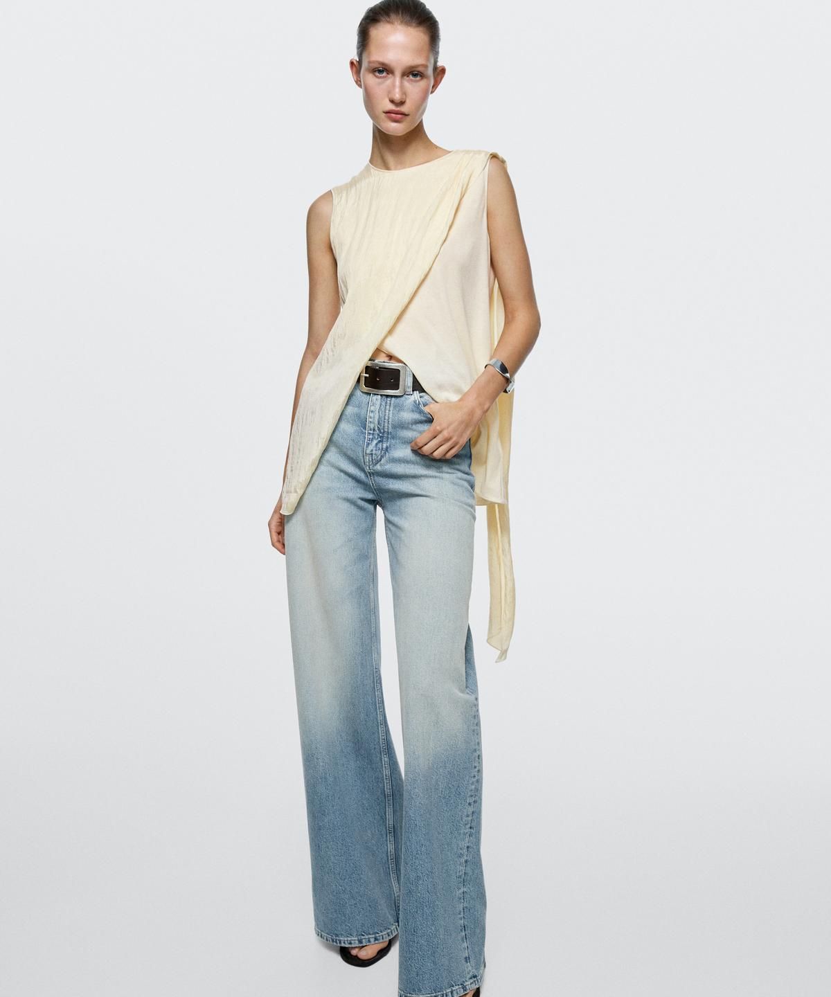 마시모두띠(MASSIMO DUTTI) 하이웨이스트 와이드 레그 진