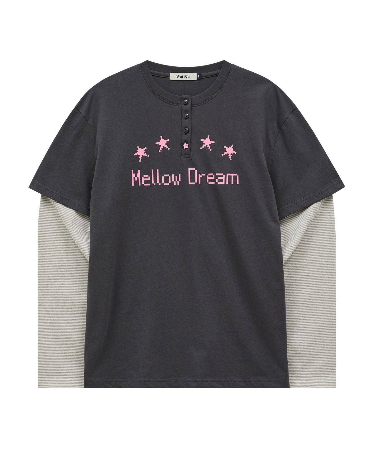 와이케이(WAIKEI) MELLOW DREAM 스트라이프 레이어드 티셔츠 차콜