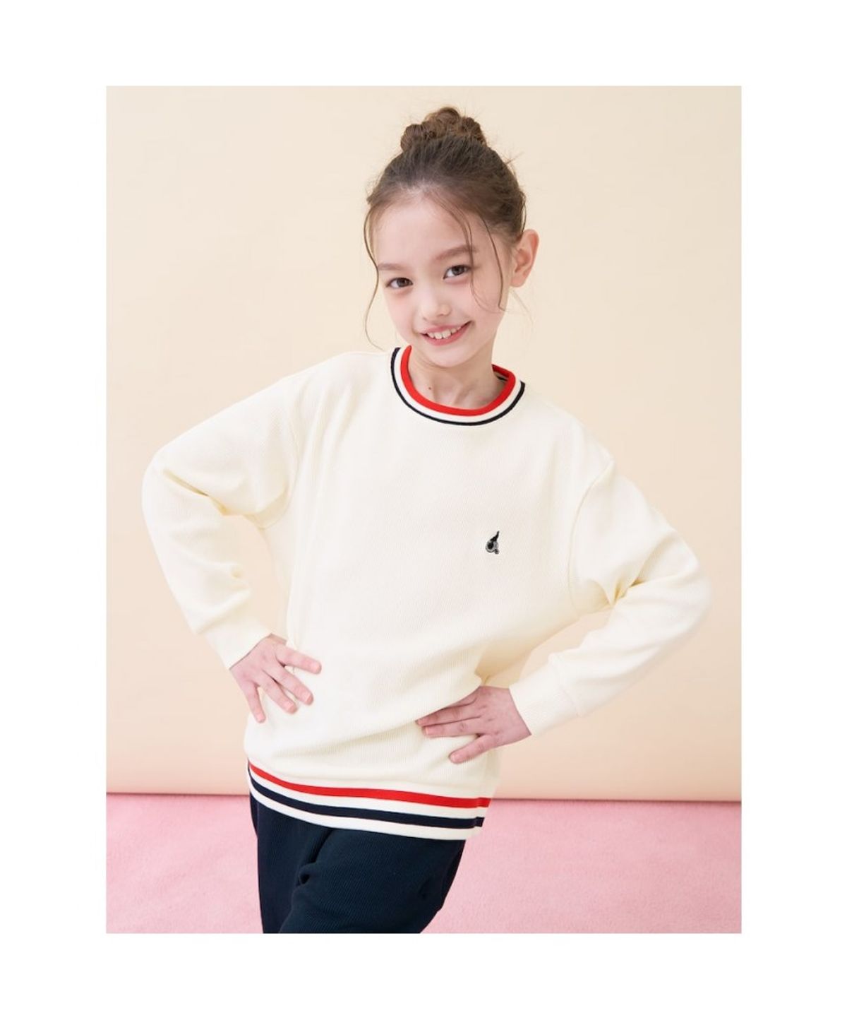 빈폴 키즈(BEANPOLE KIDS) 여아 와플 라운드 상하세트  아이보리 (BI6141G090)