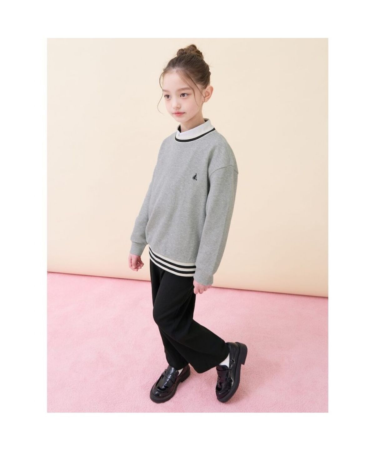빈폴 키즈(BEANPOLE KIDS) 여아 와플 라운드 상하세트  그레이 (BI6141G093)