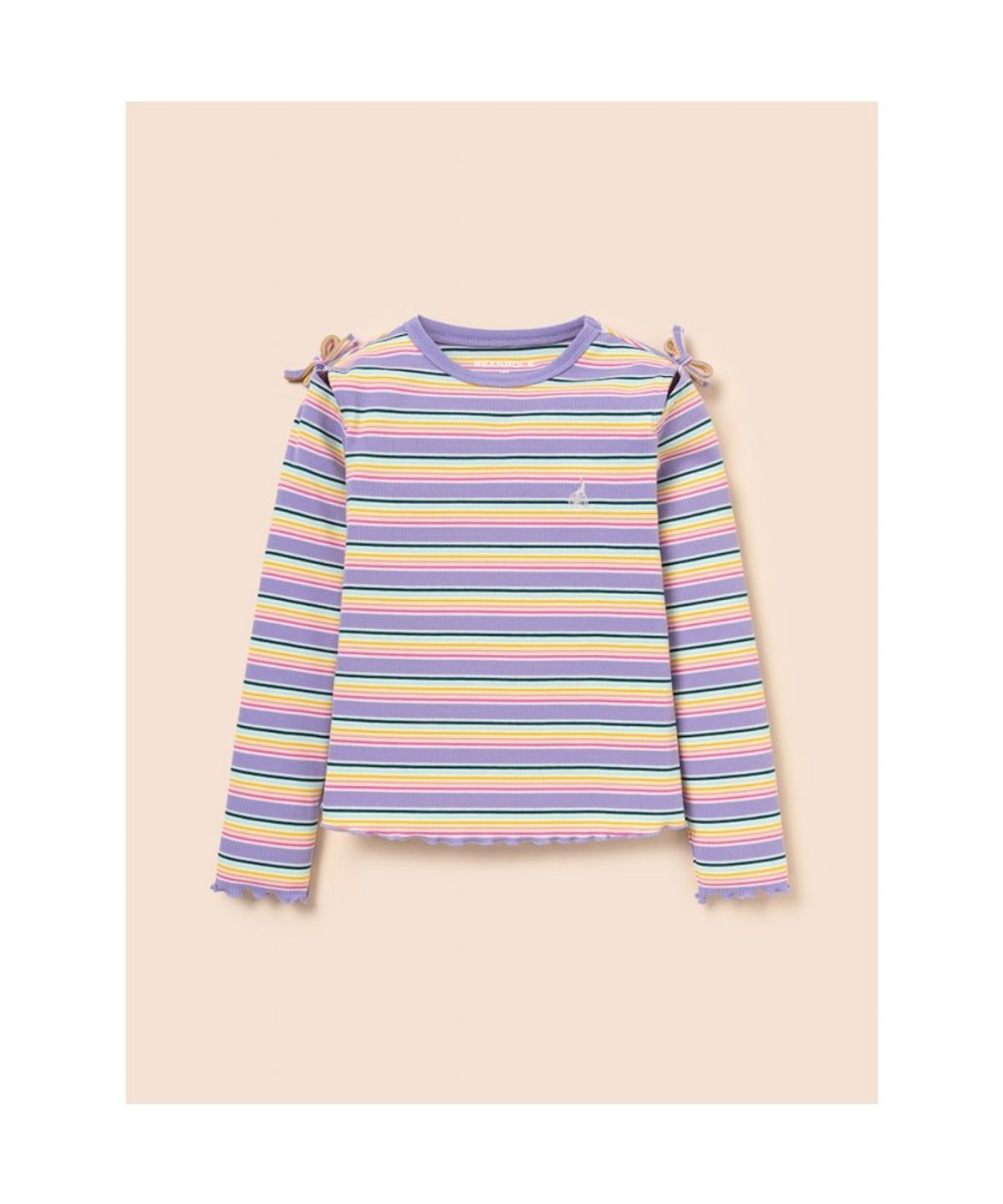 빈폴 키즈(BEANPOLE KIDS) 여아 스트라이프 골지 컷아웃 티셔츠  라이트 퍼플 (BI6241G02V)