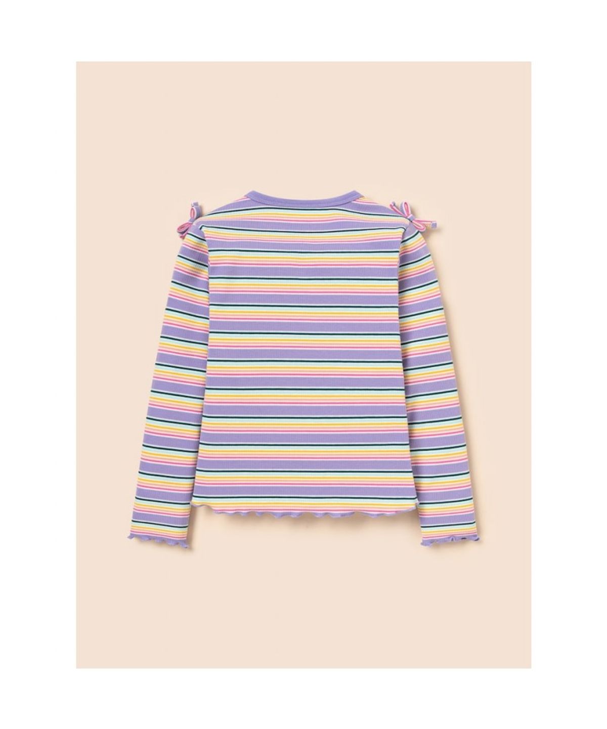 빈폴 키즈(BEANPOLE KIDS) 여아 스트라이프 골지 컷아웃 티셔츠  라이트 퍼플 (BI6241G02V)
