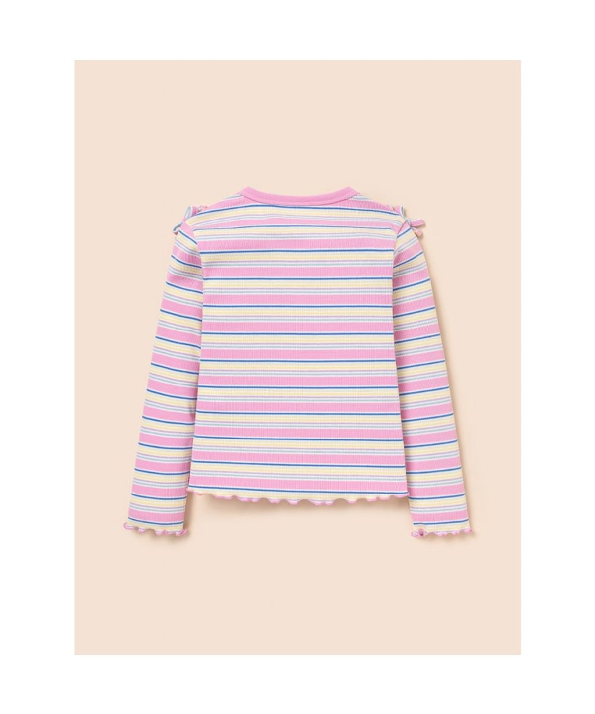 빈폴 키즈(BEANPOLE KIDS) 여아 스트라이프 골지 컷아웃 티셔츠  라이트 핑크 (BI6241G02Y)