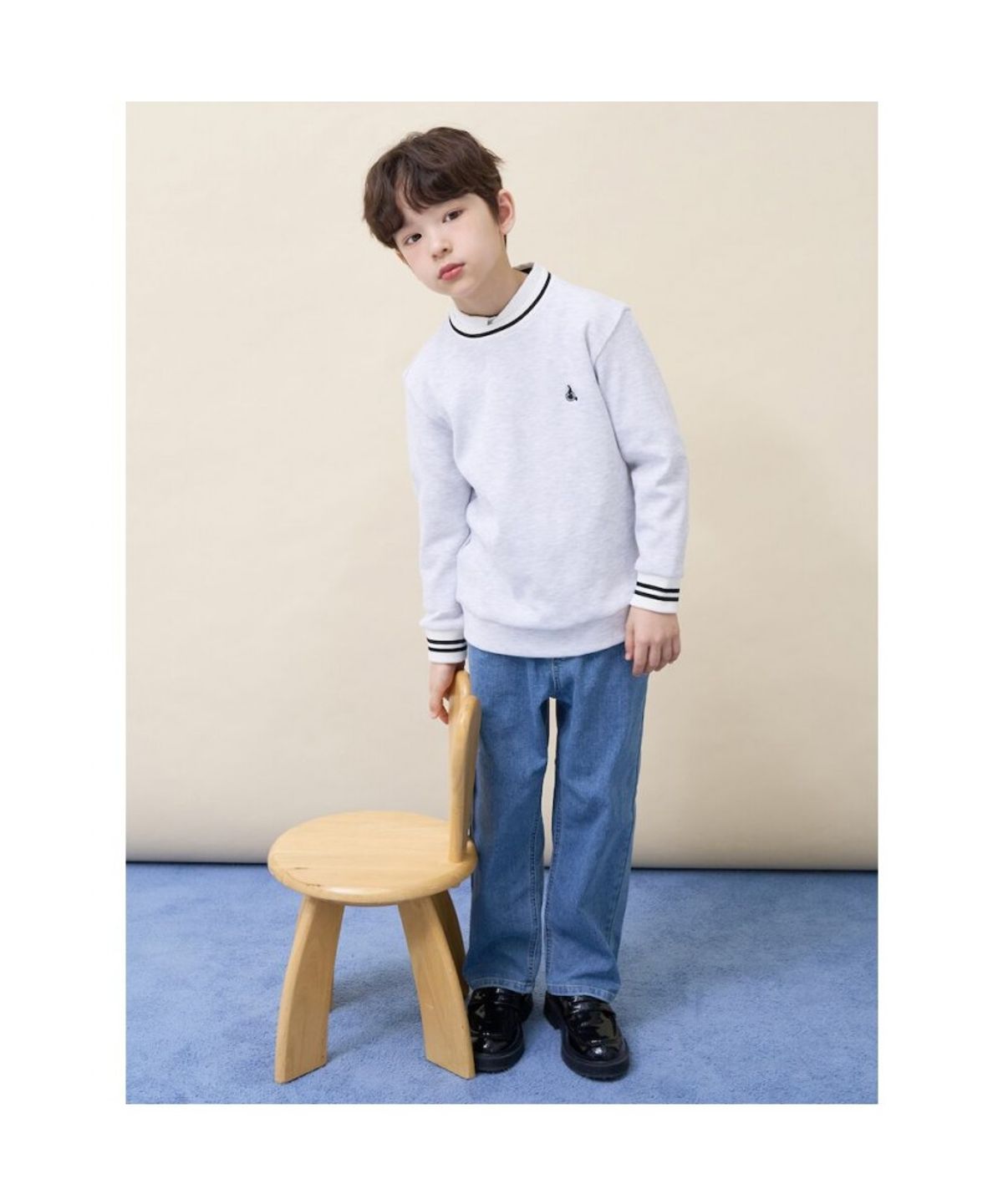 빈폴 키즈(BEANPOLE KIDS) 와플 스웨트 셔츠  라이트 그레이 (BI6241U012)
