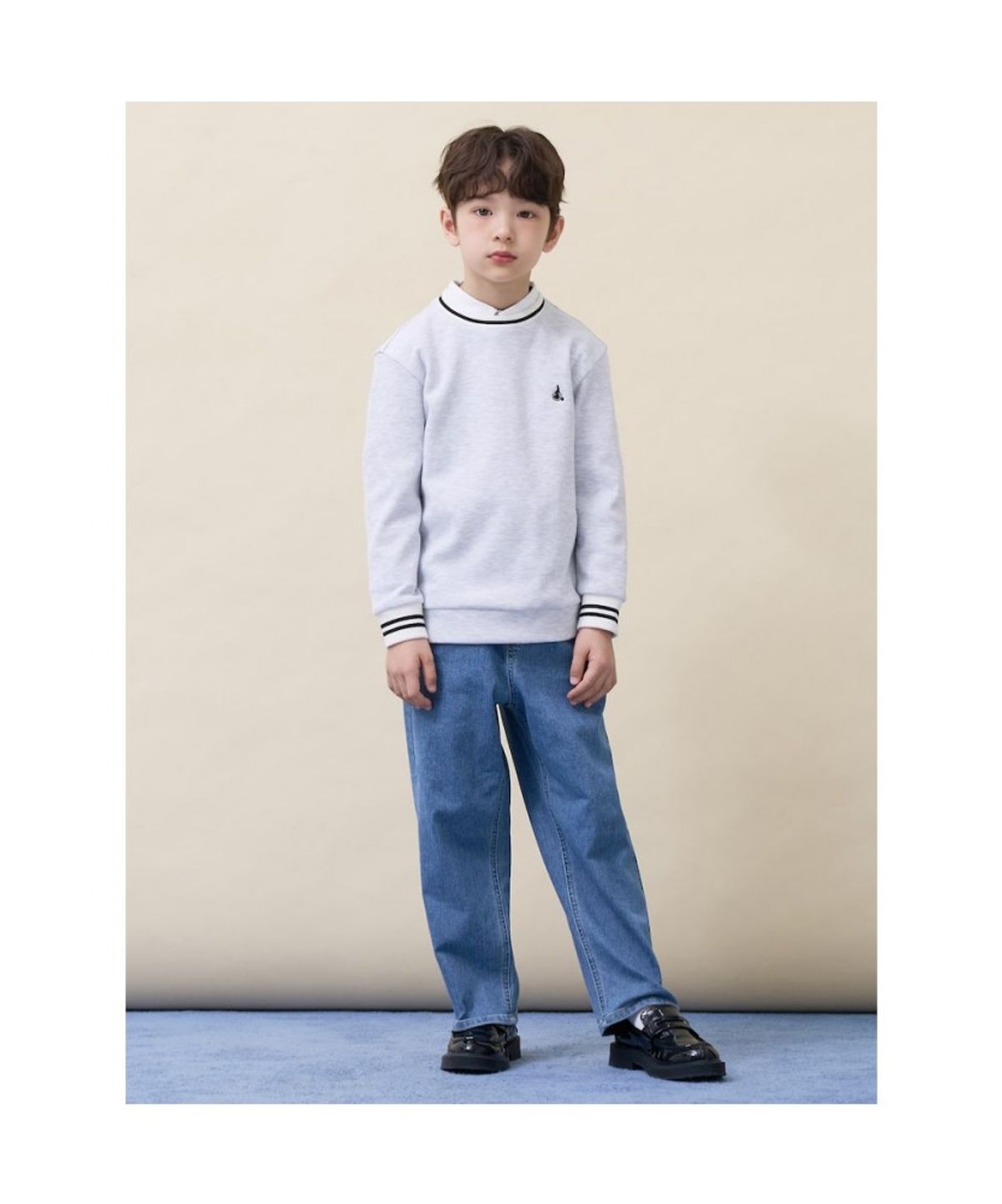 빈폴 키즈(BEANPOLE KIDS) 와플 스웨트 셔츠  라이트 그레이 (BI6241U012)