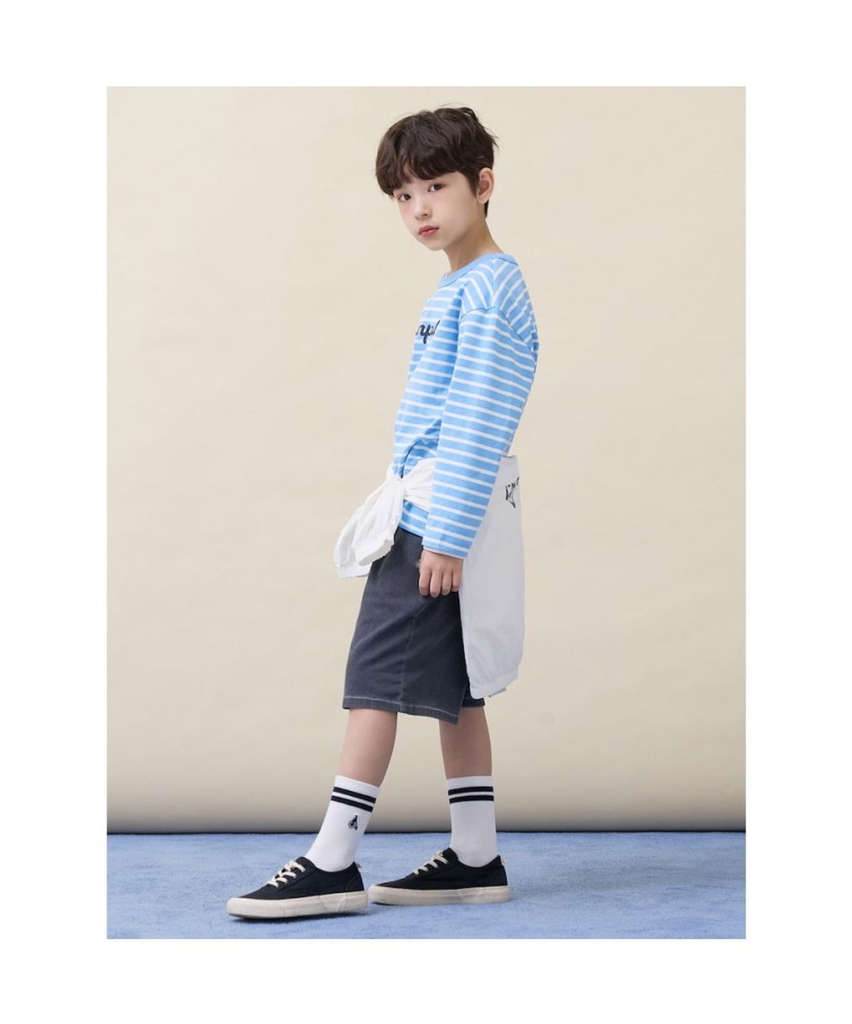 빈폴 키즈(BEANPOLE KIDS) 달이 자수 스트라이프 긴소매 티셔츠  스카이 블루 (BI6241U02Q)