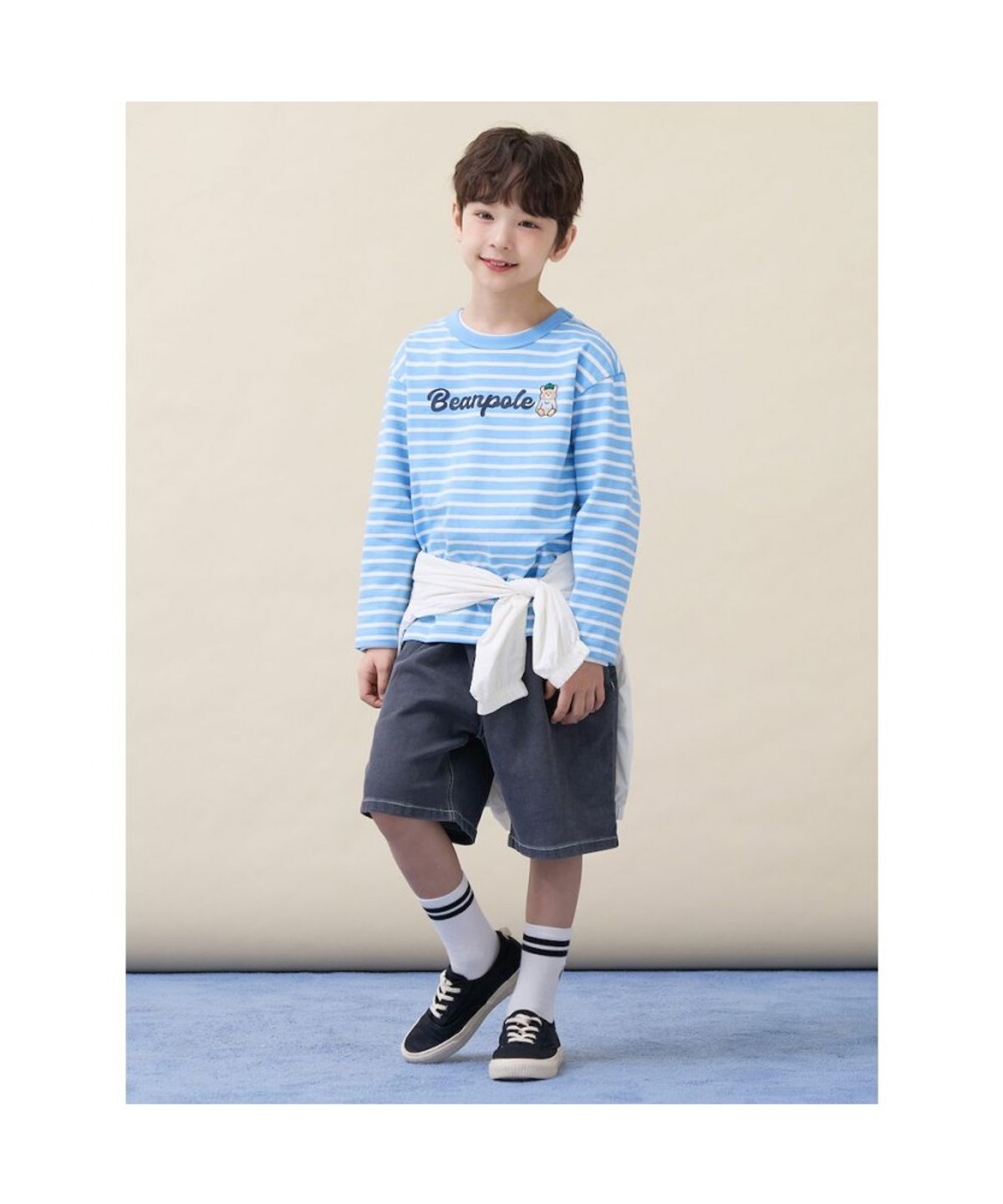 빈폴 키즈(BEANPOLE KIDS) 달이 자수 스트라이프 긴소매 티셔츠  스카이 블루 (BI6241U02Q)