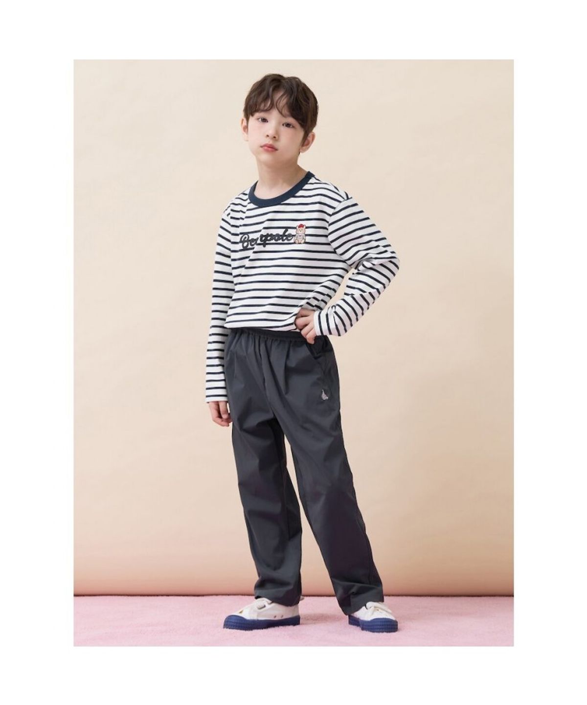 빈폴 키즈(BEANPOLE KIDS) 달이 자수 스트라이프 긴소매 티셔츠  네이비 (BI6241U02R)