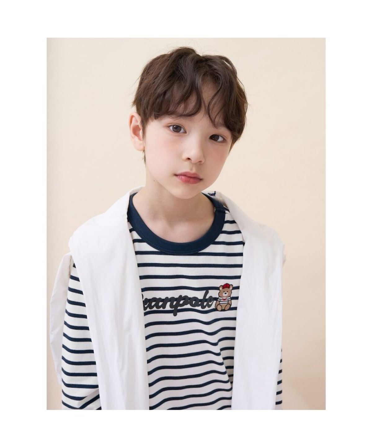 빈폴 키즈(BEANPOLE KIDS) 달이 자수 스트라이프 긴소매 티셔츠  네이비 (BI6241U02R)