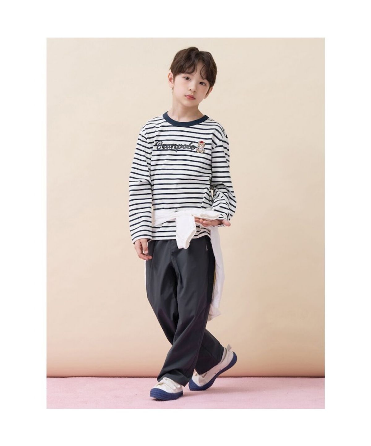 빈폴 키즈(BEANPOLE KIDS) 달이 자수 스트라이프 긴소매 티셔츠  네이비 (BI6241U02R)