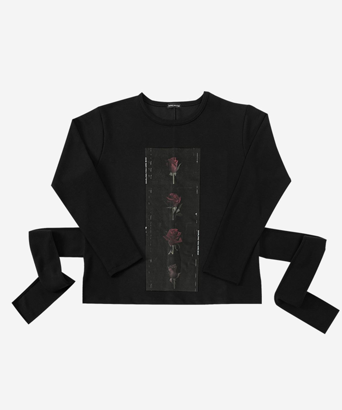 달링유어배드(DARLING, YOU'RE BAD) Back-Strap Rose Film Tee #Black