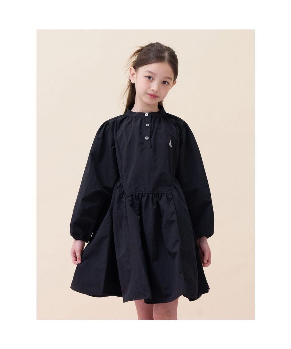 빈폴 키즈(BEANPOLE KIDS) 솔리드 셔링 로맨틱 원피스  블랙 (BI6271G015)