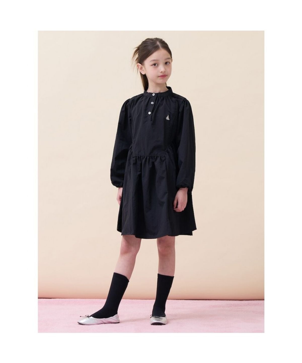 빈폴 키즈(BEANPOLE KIDS) 솔리드 셔링 로맨틱 원피스  블랙 (BI6271G015)