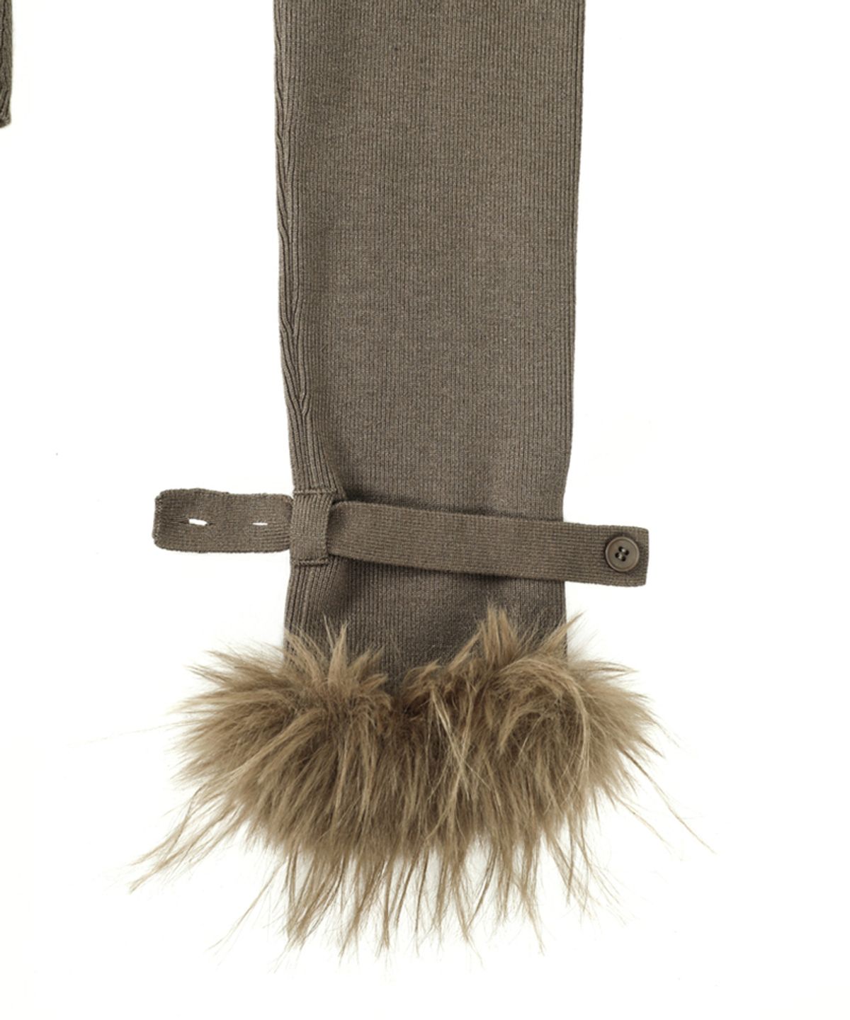 달링유어배드(DARLING, YOU'RE BAD) Fur-Trimmed Back-Strap Cardigan #Khaki