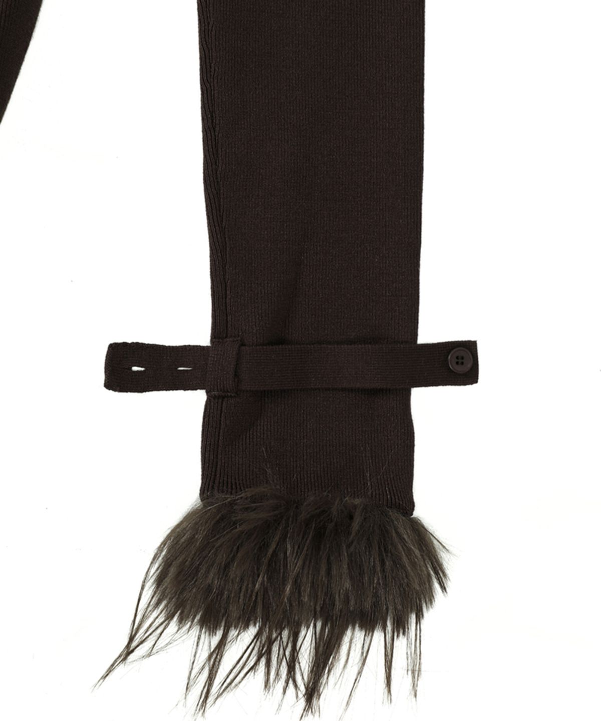 달링유어배드(DARLING, YOU'RE BAD) Fur-Trimmed Back-Strap Cardigan #Brown
