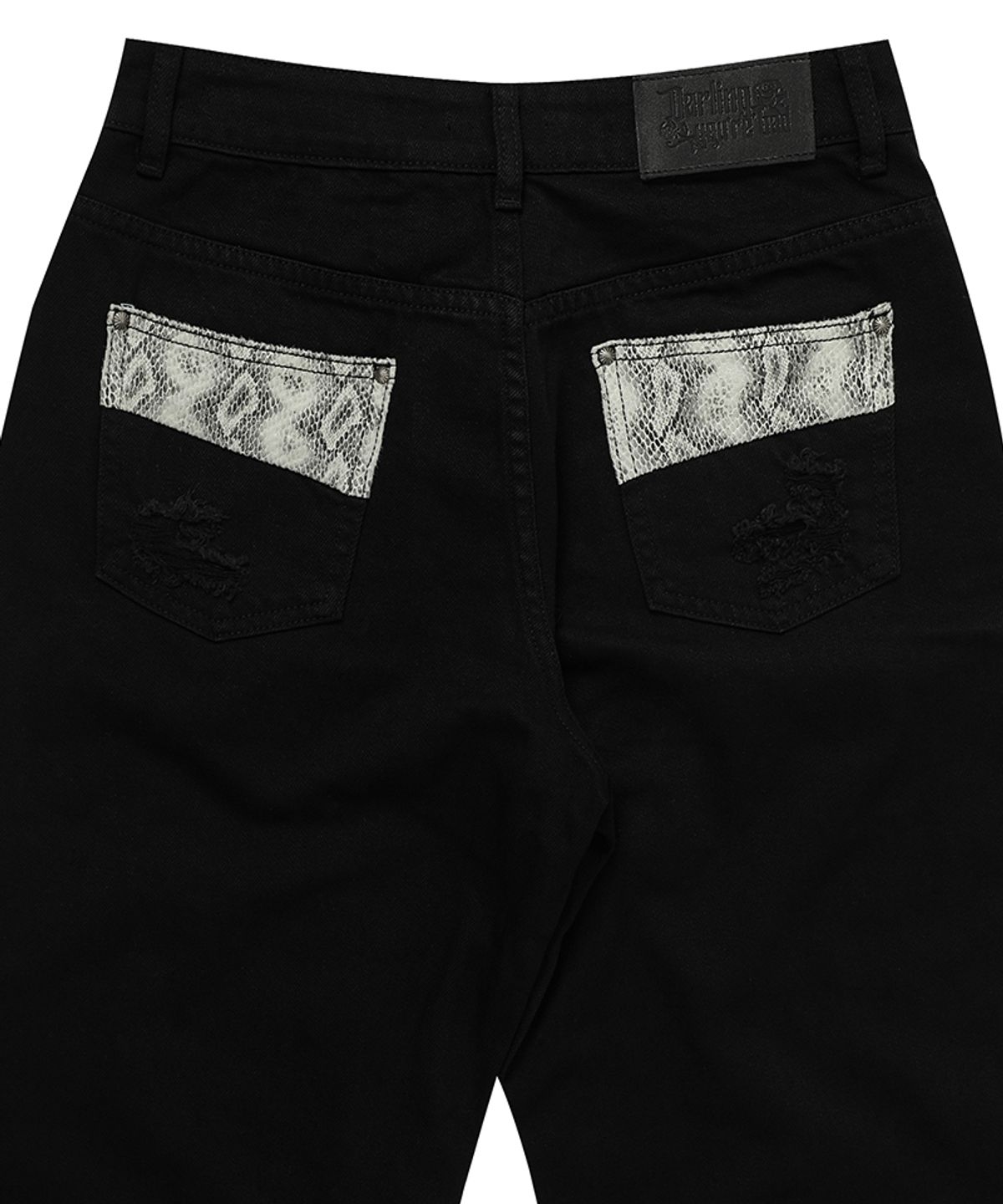달링유어배드(DARLING, YOU'RE BAD) Damaged Python Wide Denim Pants #Silver