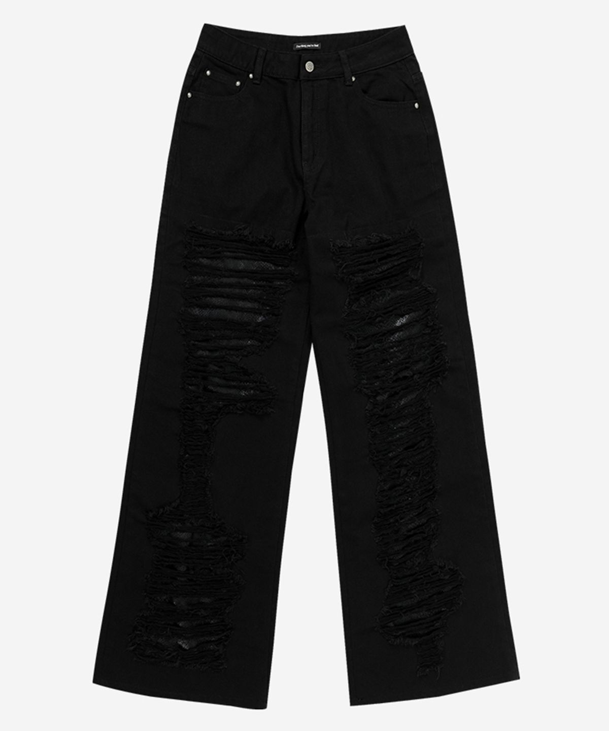 달링유어배드(DARLING, YOU'RE BAD) Damaged Python Wide Denim Pants #Black