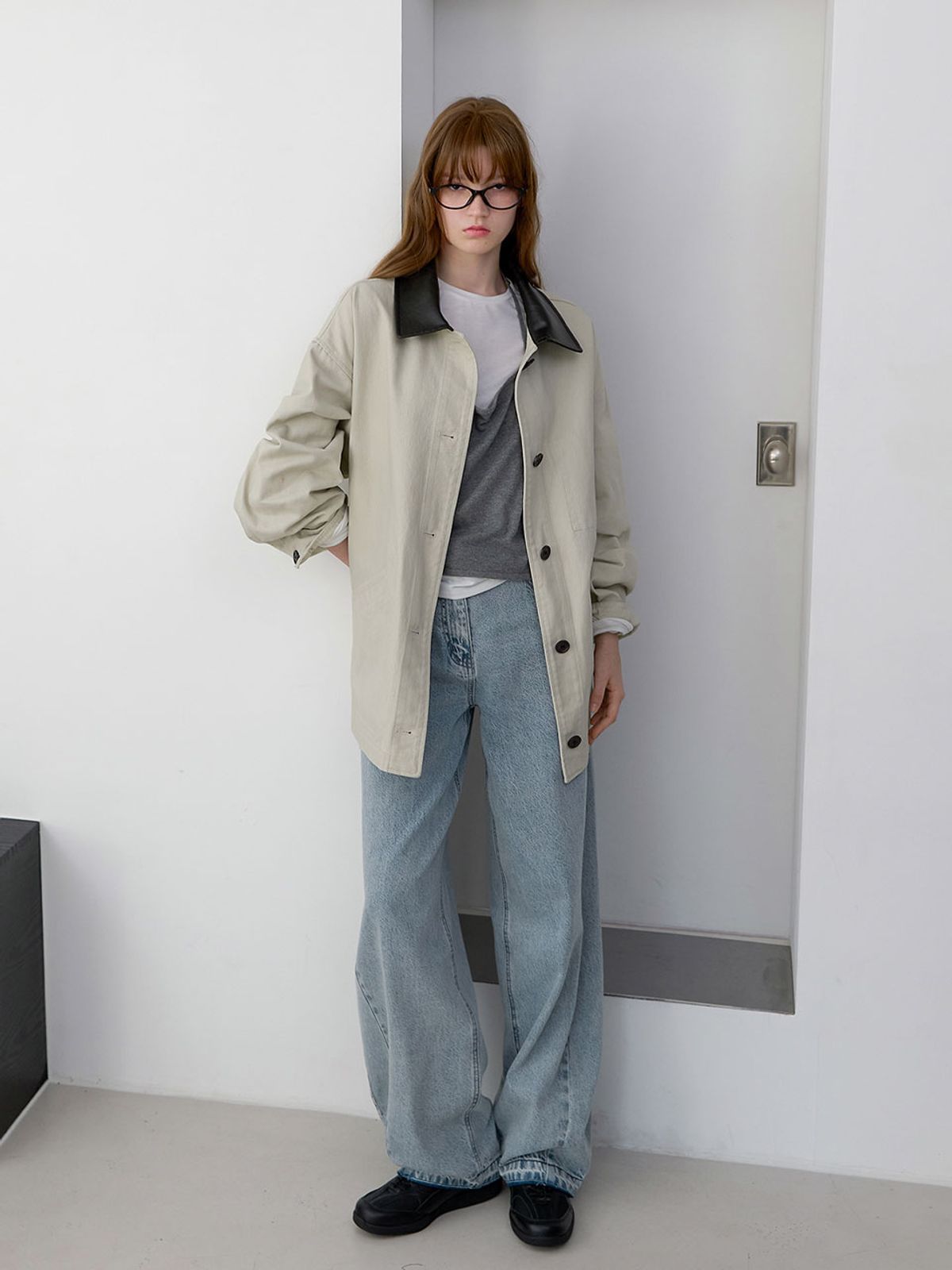 아틀리에 나인(ATELIER NAIN) SITICH LEATHER COLLAR BARBUR JACKET (CT-1484)