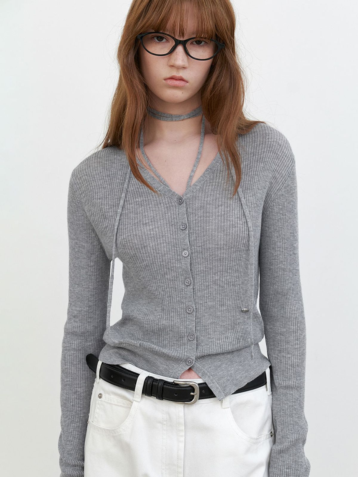 아틀리에 나인(ATELIER NAIN) MULTI USED STRING V-NECK SLIM CARDIGAN (CD-2272)