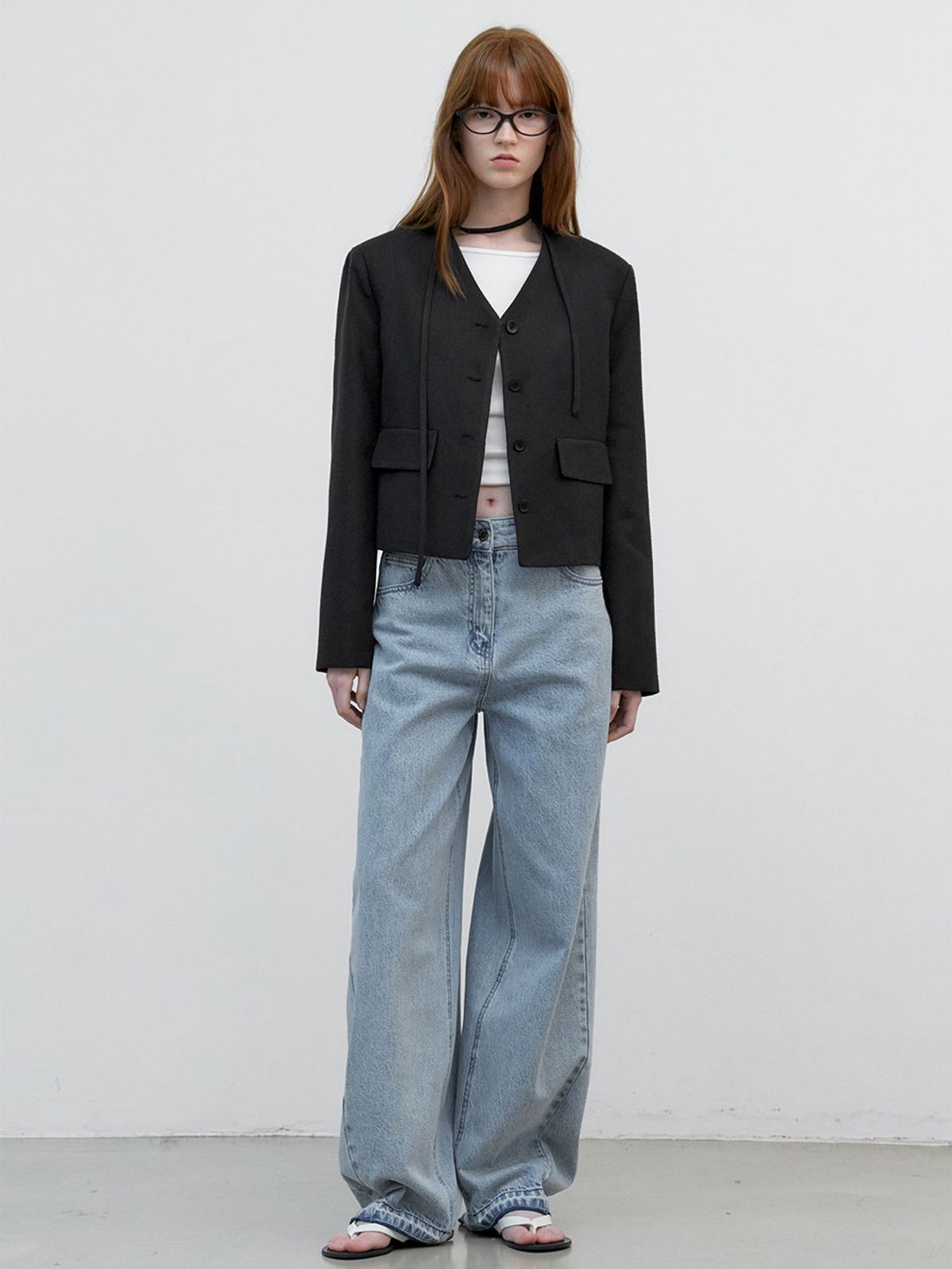 아틀리에 나인(ATELIER NAIN) STRING V-NECK TWEED JACKET (JK-3044)