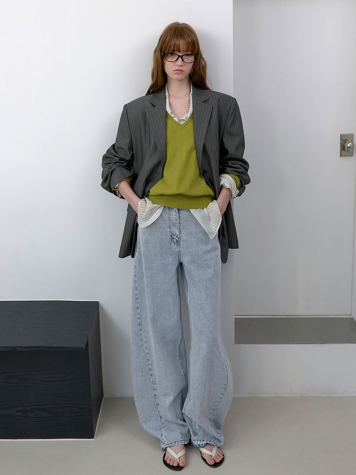 아틀리에 나인(ATELIER NAIN) STRIPE OVERSIZED JACKET (JK-3064)
