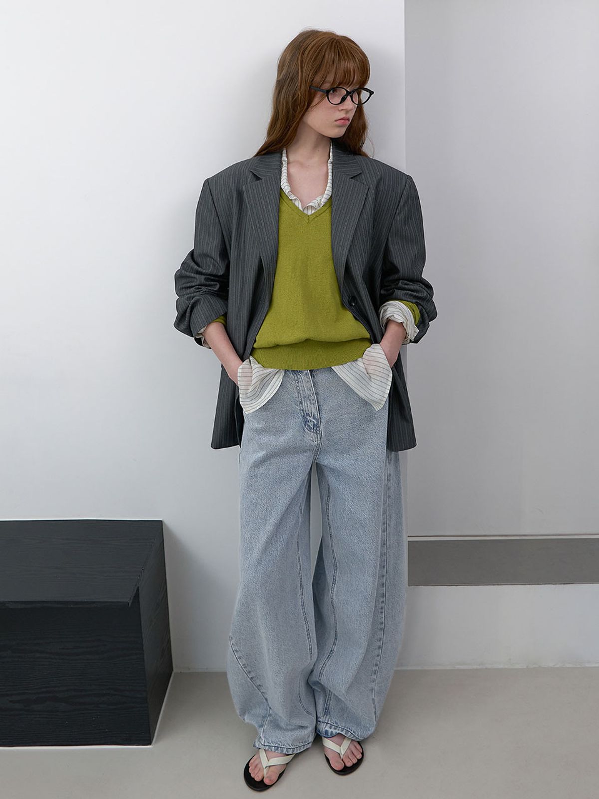 아틀리에 나인(ATELIER NAIN) LOWRISE LINE VOLUME DENIM PANTS (PT-5738)