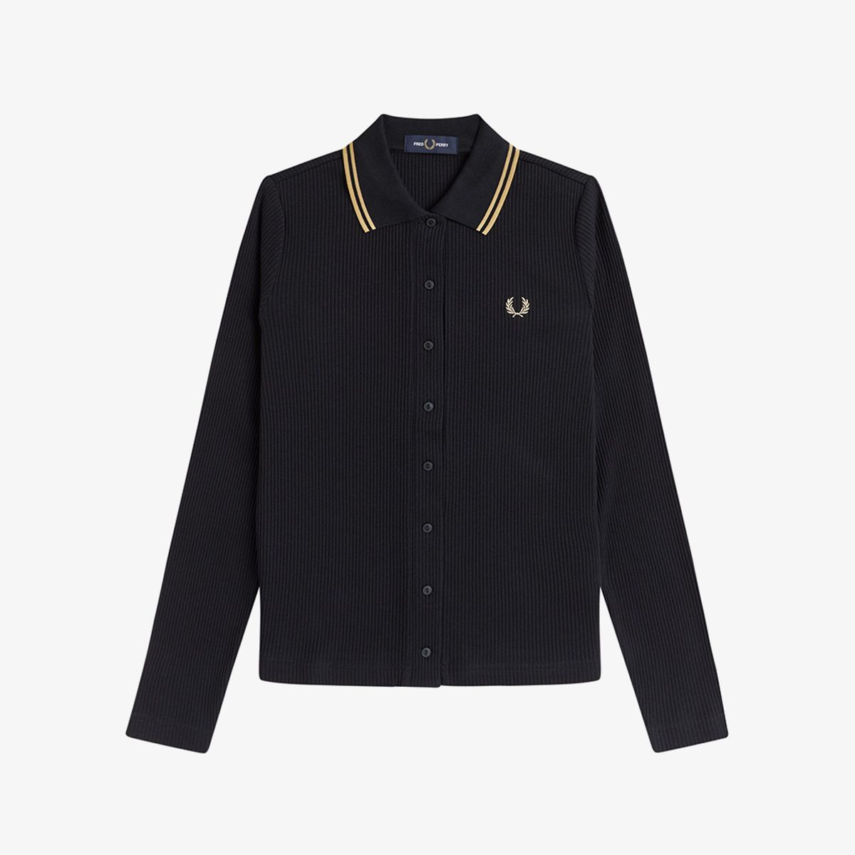 프레드페리(FRED PERRY) [womens] 버튼스루 립 폴로 셔츠 - 블랙 AFPF2612169-102