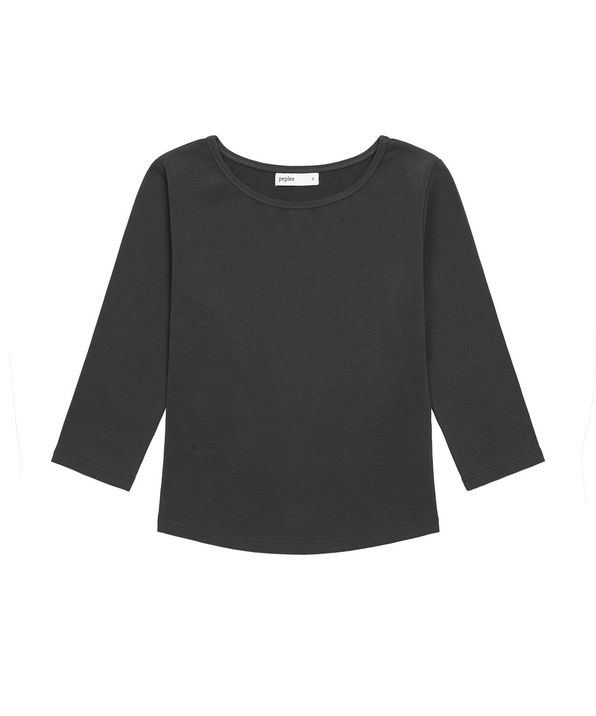 페플리(PEPLEE) Boat Neck 3/4 Sleeve Tee (Charcoal)