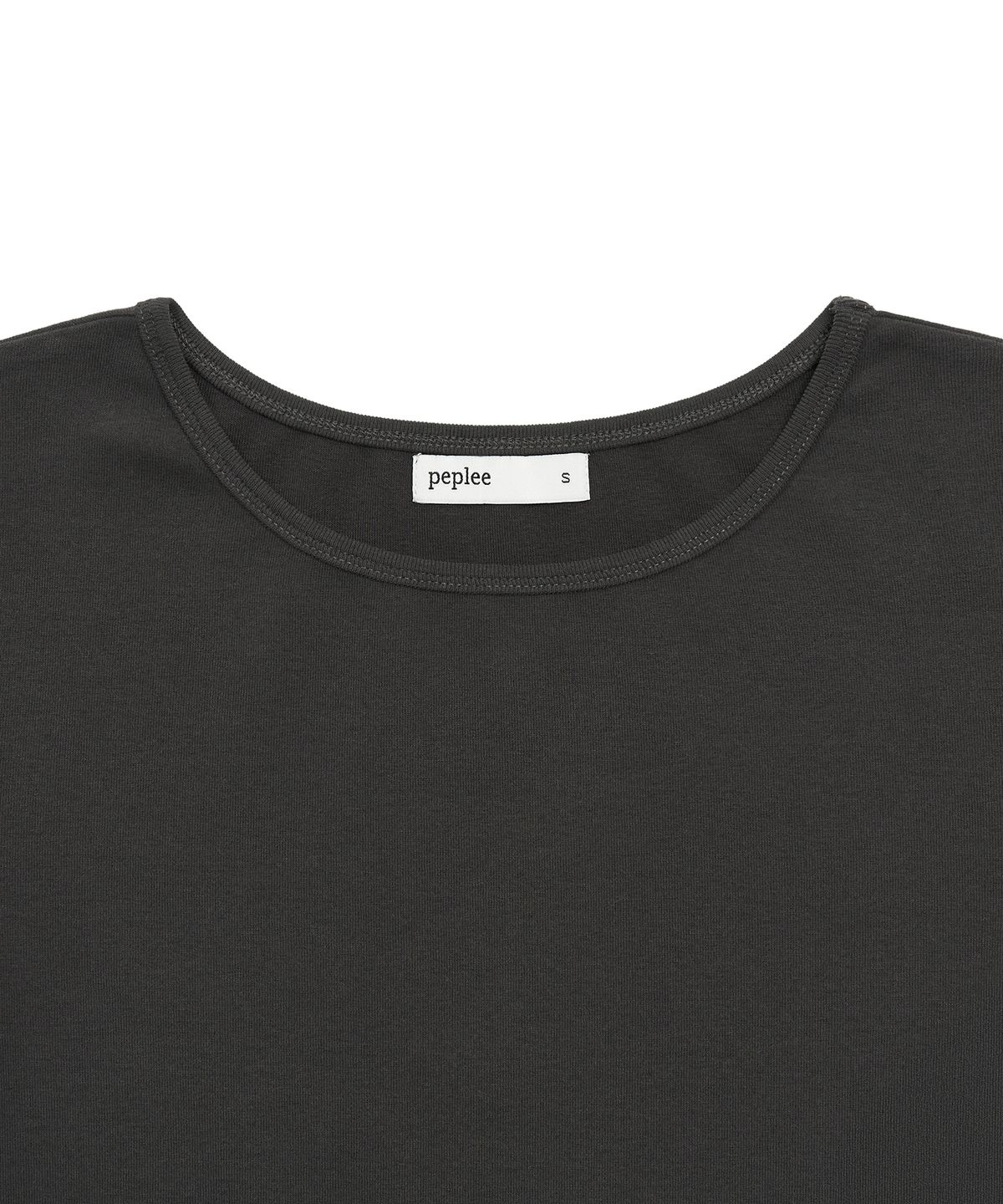 페플리(PEPLEE) Boat Neck 3/4 Sleeve Tee (Charcoal)