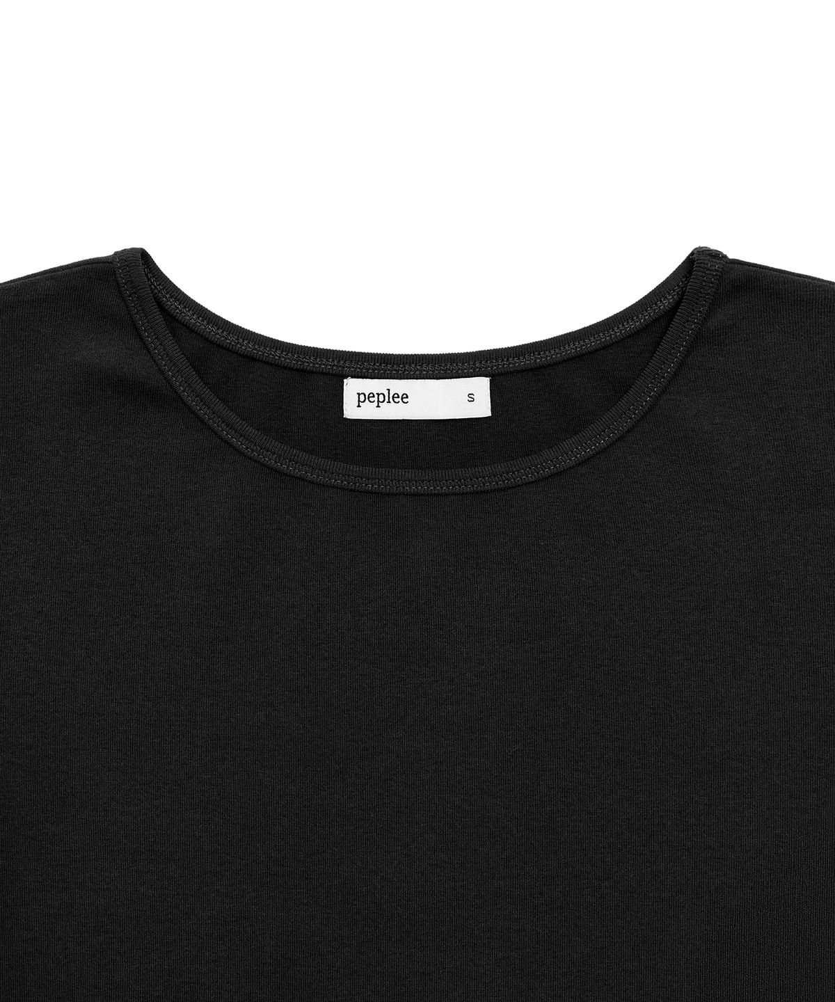 페플리(PEPLEE) Boat Neck 3/4 Sleeve Tee (Black)