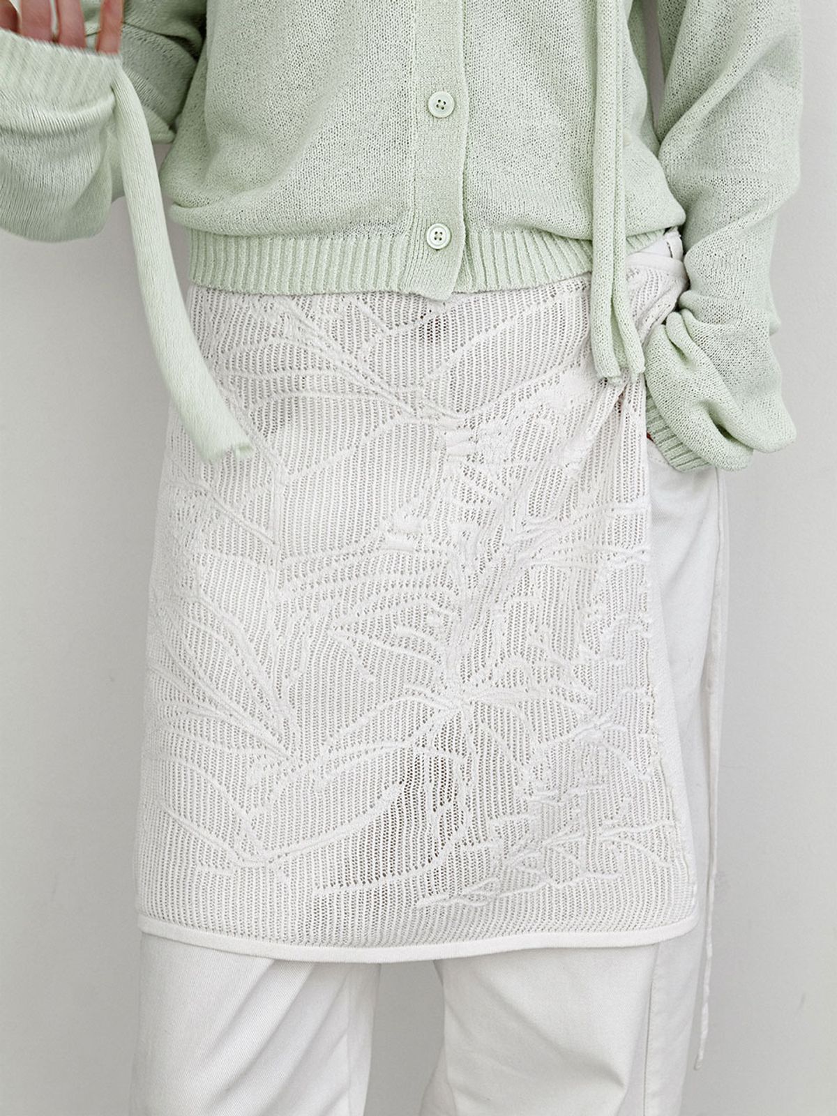 아틀리에 나인(ATELIER NAIN) FLOWER LACE LAYERD KNIT SKIRT (SK-5078)