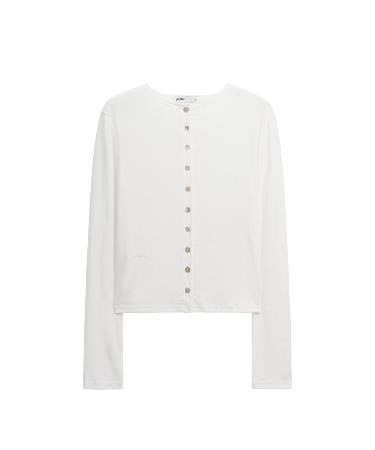 페플리(PEPLEE) Tencel Button Round Neck Cardigan (White)