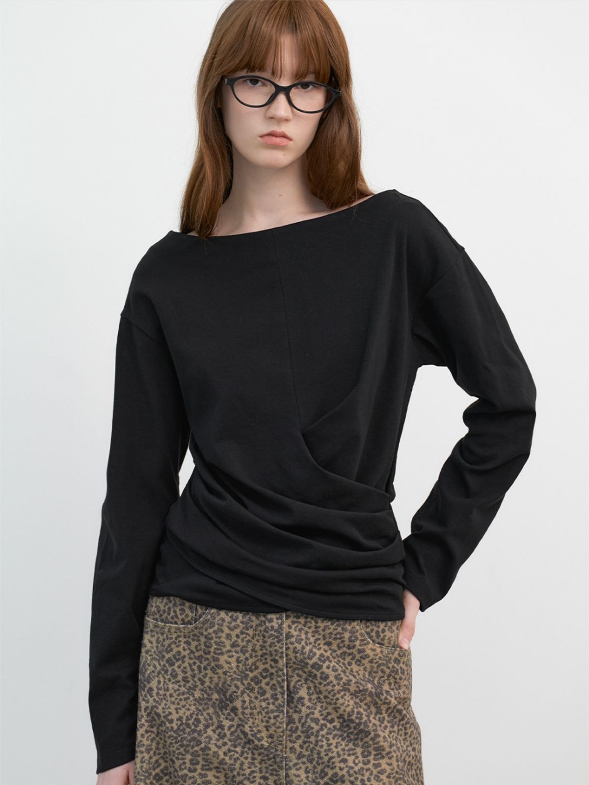 아틀리에 나인(ATELIER NAIN) LOOSEFIT DRAPING TEE BLOUSE (T-7168)