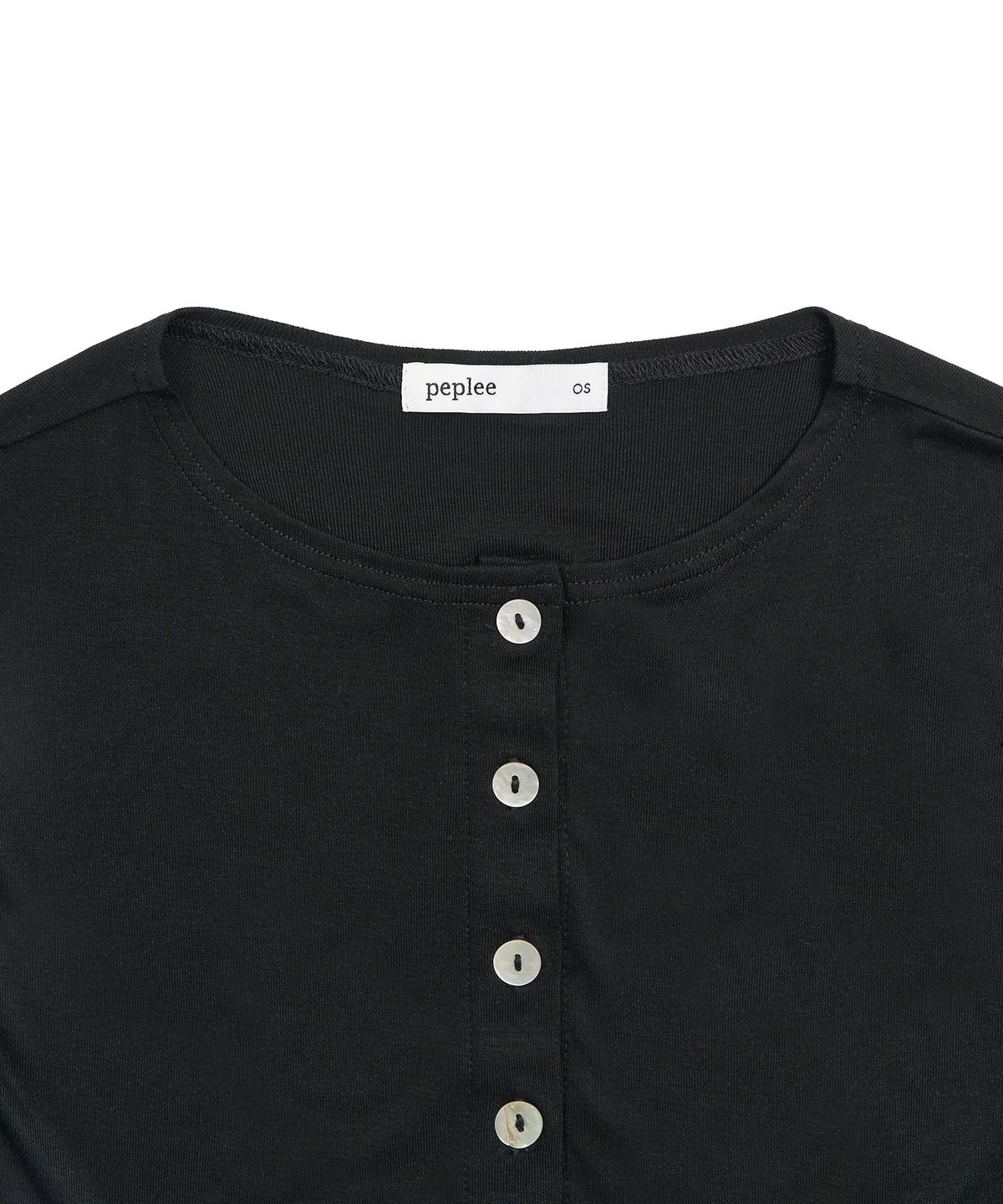 페플리(PEPLEE) Tencel Button Round Neck Cardigan (Black)