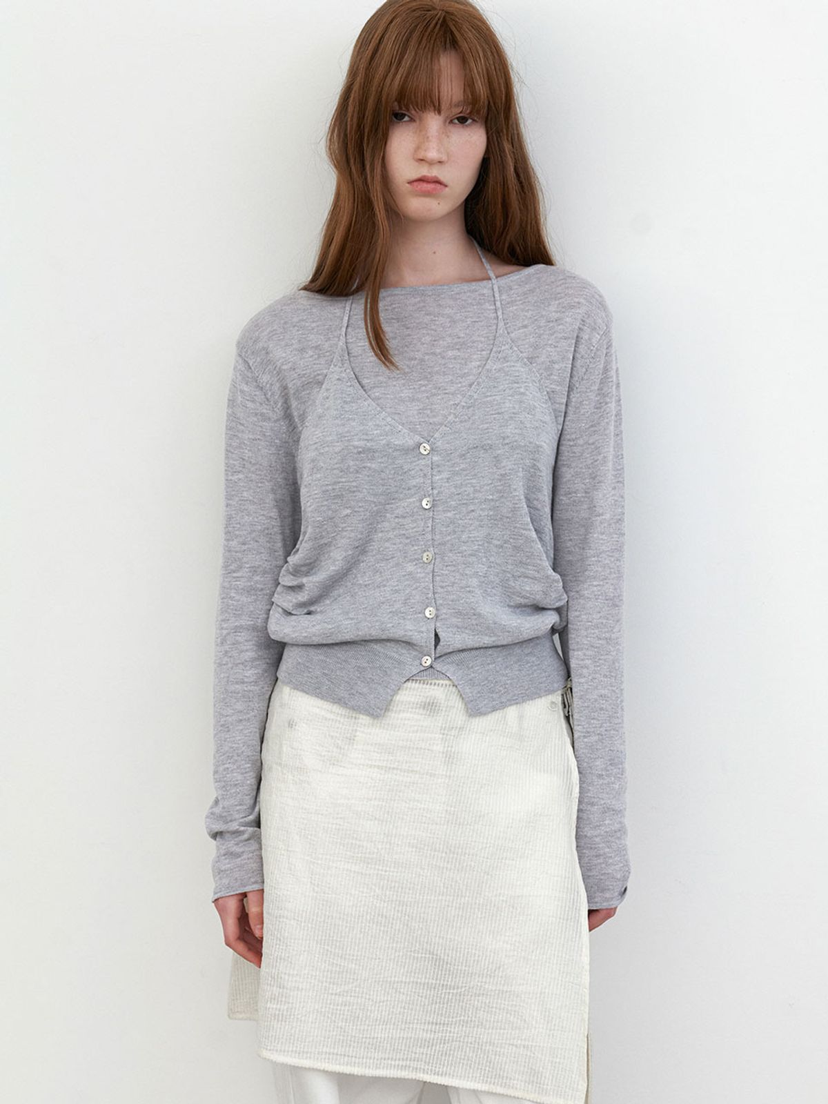 아틀리에 나인(ATELIER NAIN) HALTER VEST LAYERD BOAT NECK KNIT (T-7189)