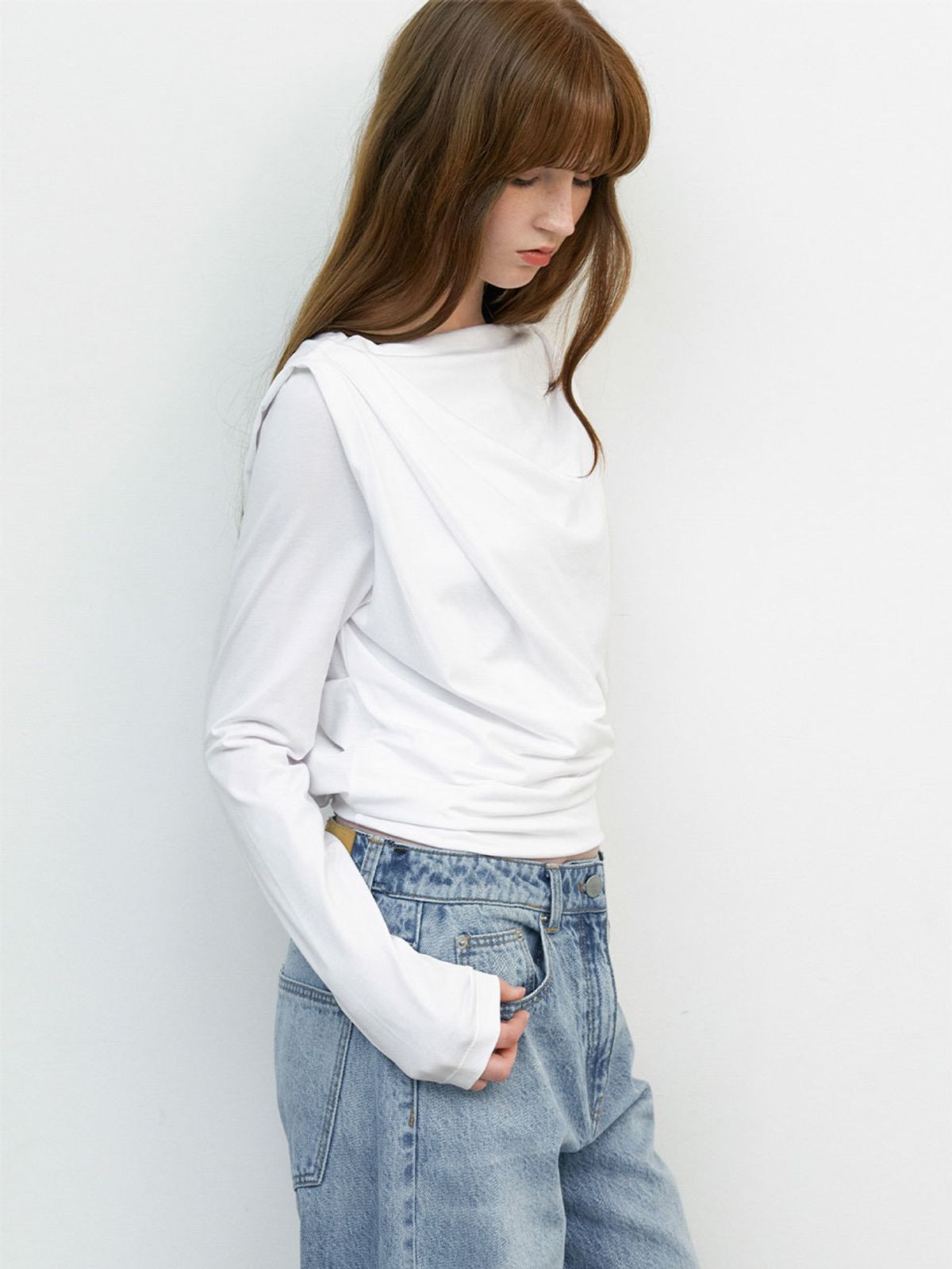 아틀리에 나인(ATELIER NAIN) DRAPING DETAIL TOP (T-7167)