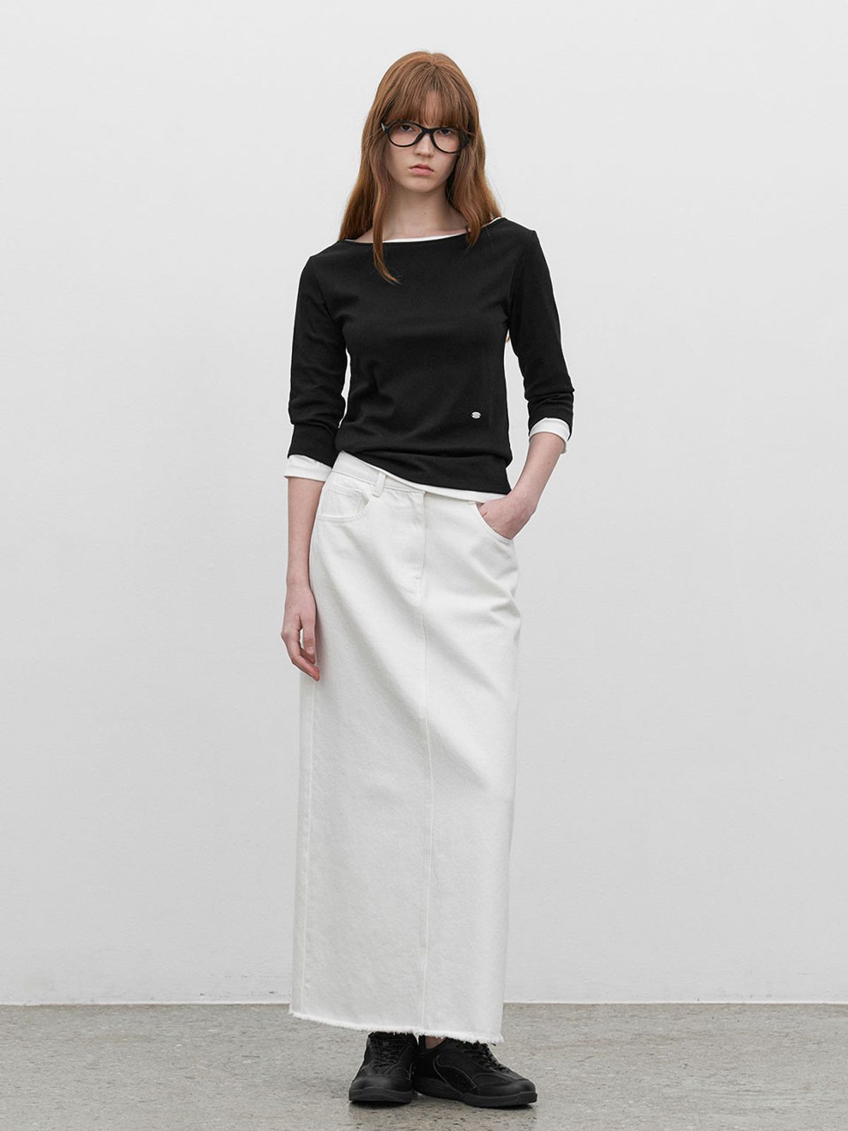 아틀리에 나인(ATELIER NAIN) SOFT SLIMFIT BOAT NECK TEE (T-7171)