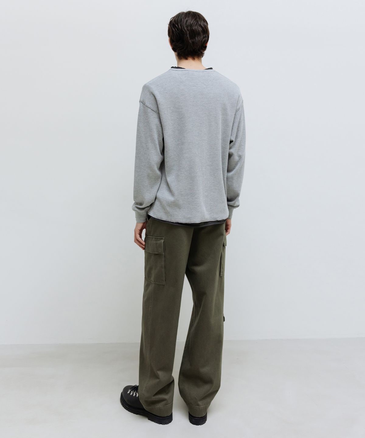 인사일런스(INSILENCE) 와플 헨리넥 롱슬리브 MELANGE GREY