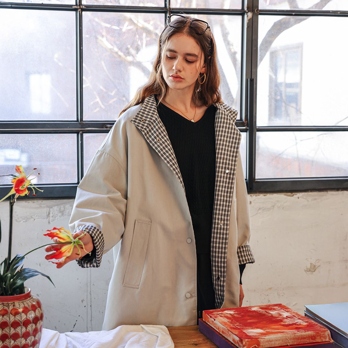 프라우드 마리(PROUD MARY) PM_Check cuff windbreaker jacket_2color