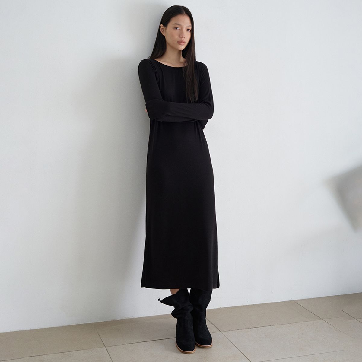 노우드(NOEUD) Side cut dress (Black)