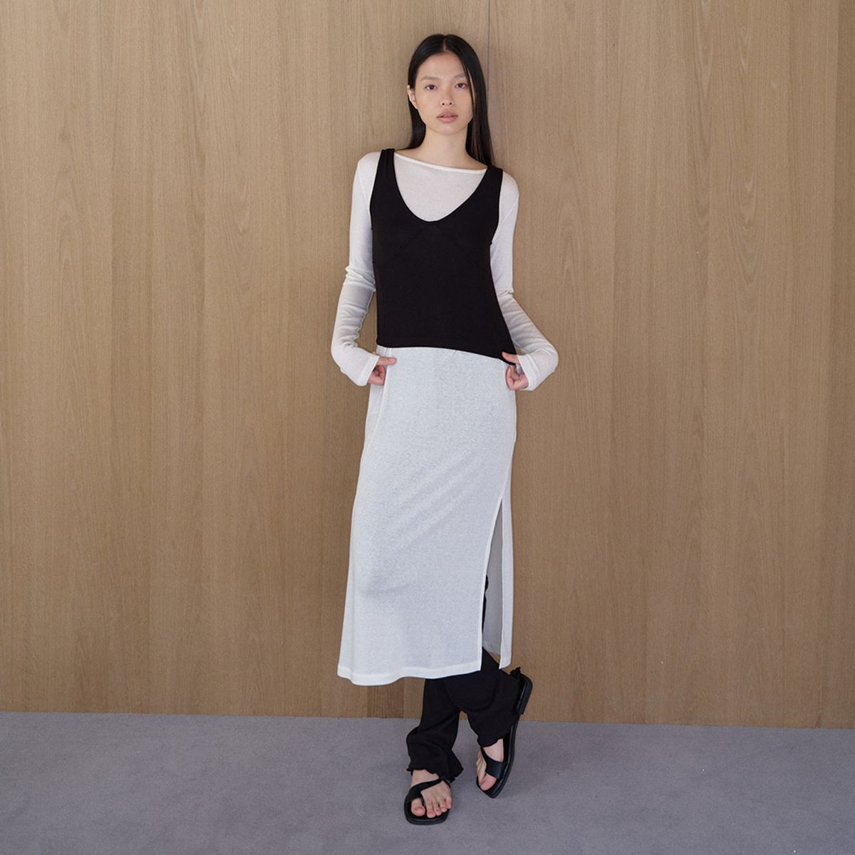 노우드(NOEUD) Side cut dress (Ivory)
