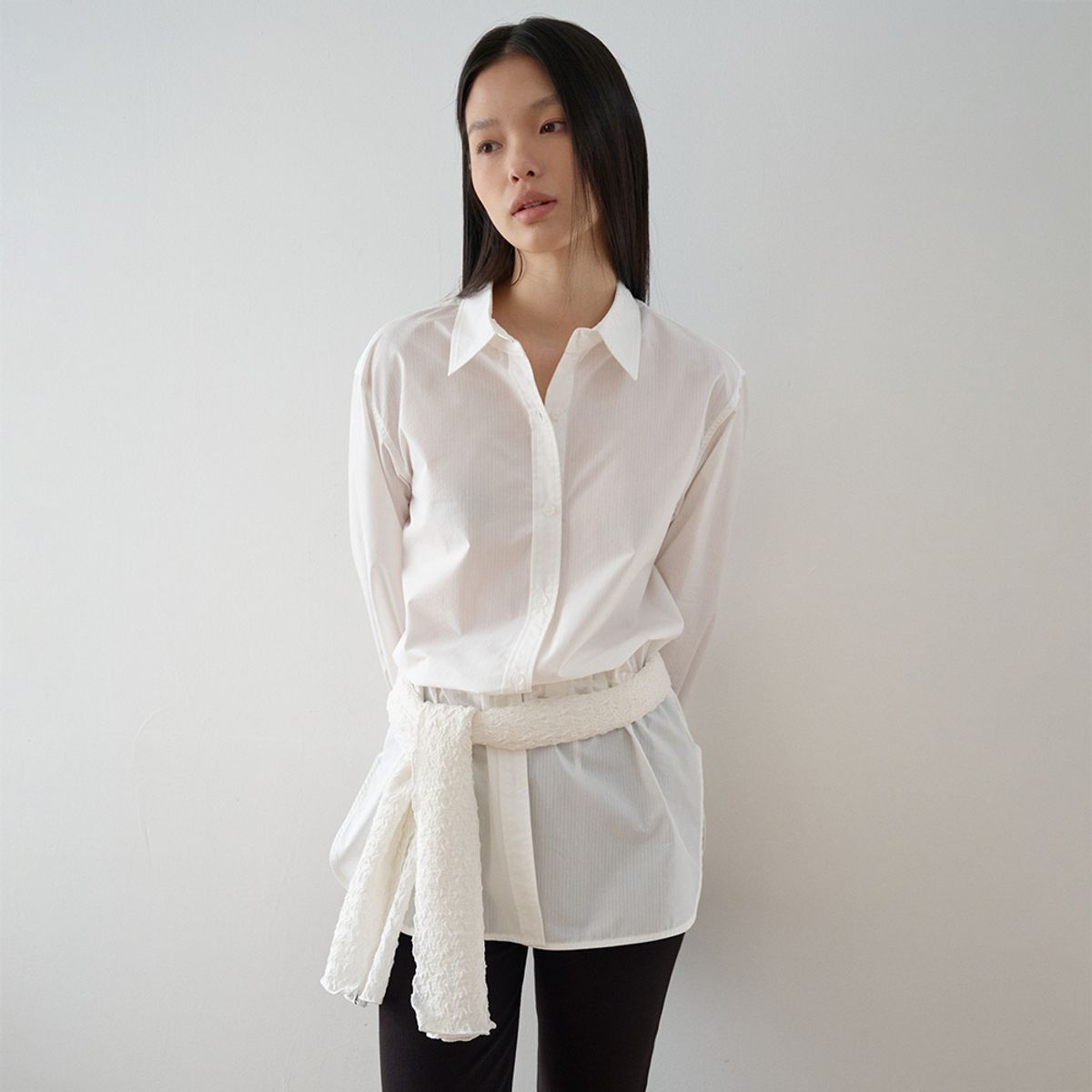 노우드(NOEUD) Drawline shirt (Ivory)